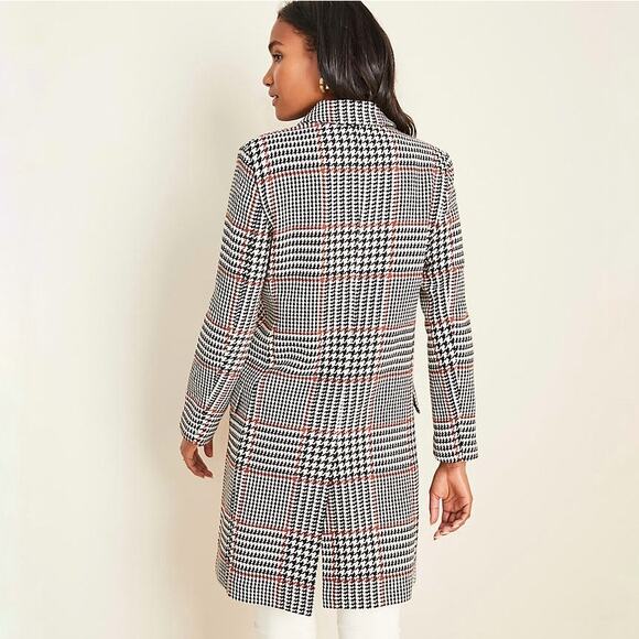 Ann Taylor Plaid Chesterfield Tweed Coat in houndstooth Size Medium NWT - Picture 15 of 16